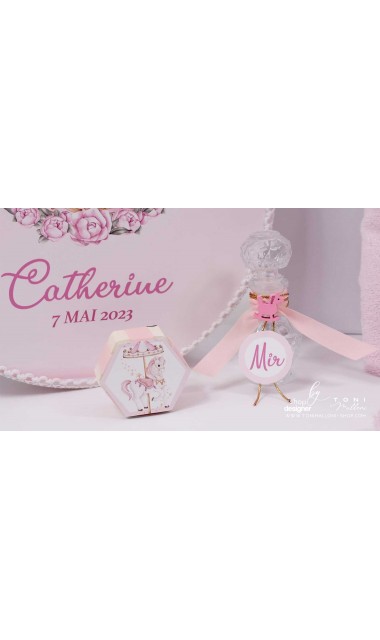 Trusou botez fetita tematic si personalizat cu ponei Pink Carousel 15